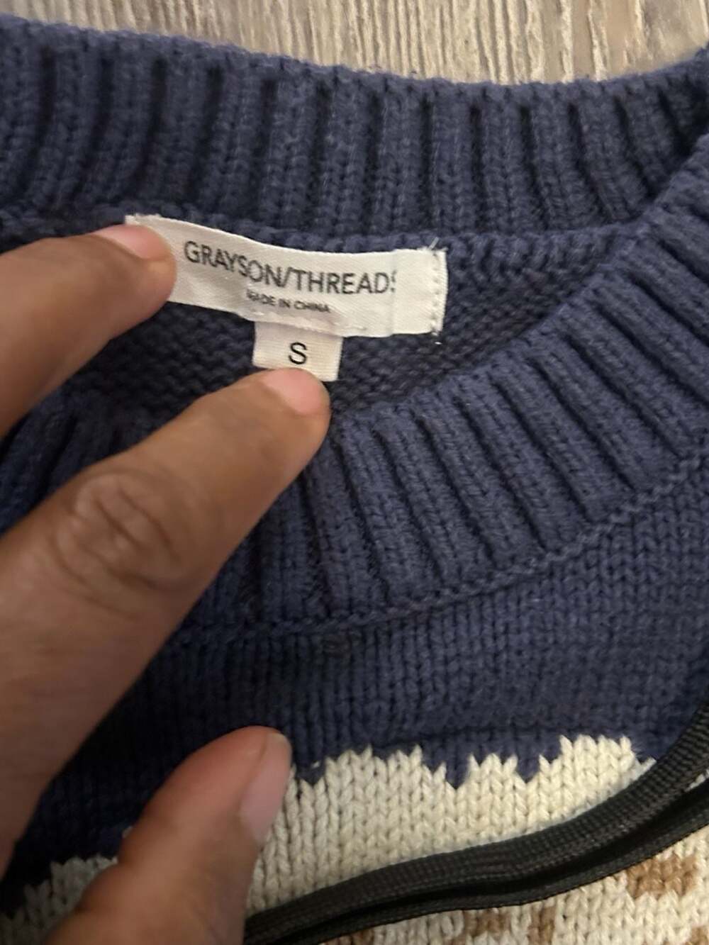 Grayson Threads Navy Blue Teddy Bear American Flag Cropped Sweater - Picture 2 of 5